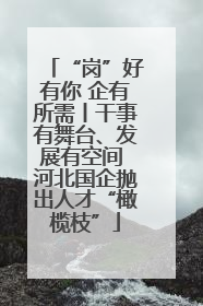 “岗”好有你 企有所需丨干事有舞台、发展有空间 河北国企抛出人才“橄榄枝”
