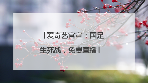 爱奇艺官宣：国足生死战，免费直播