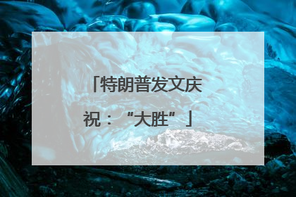 特朗普发文庆祝：“大胜”