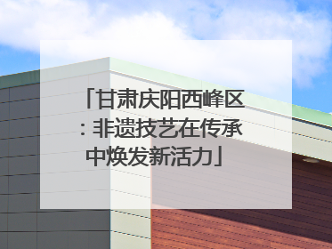 甘肃庆阳西峰区：非遗技艺在传承中焕发新活力