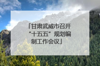 甘肃武威市召开“十五五”规划编制工作会议