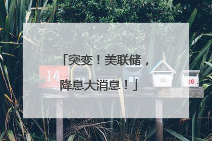 突变！美联储，降息大消息！