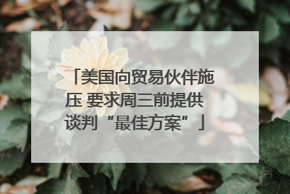 美国向贸易伙伴施压 要求周三前提供谈判“最佳方案”
