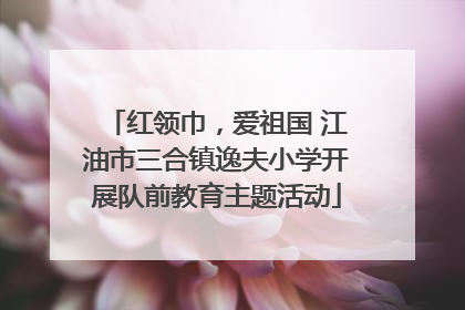 红领巾，爱祖国 江油市三合镇逸夫小学开展队前教育主题活动