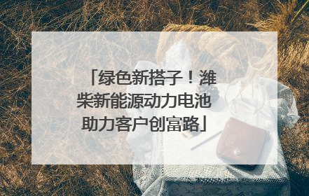 绿色新搭子！潍柴新能源动力电池助力客户创富路