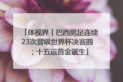 体视界丨巴西男足连续23次晋级世界杯决赛圈；十五运首金诞生