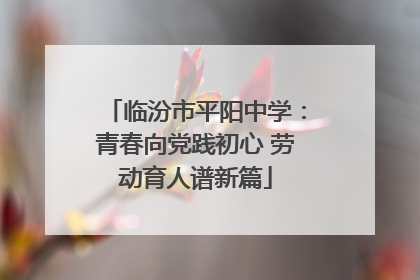 临汾市平阳中学：青春向党践初心 劳动育人谱新篇