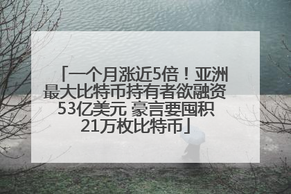 一个月涨近5倍！亚洲最大比特币持有者欲融资53亿美元 豪言要囤积21万枚比特币