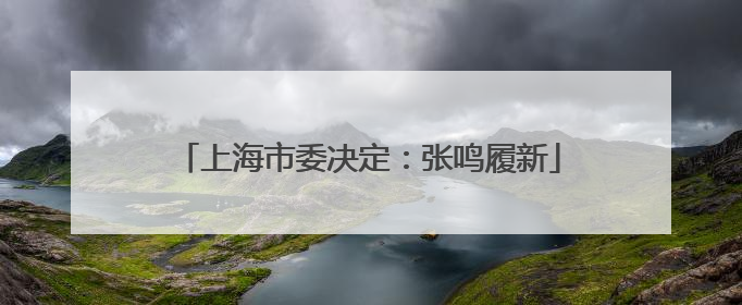 上海市委决定：张鸣履新