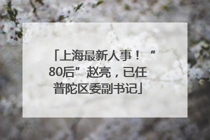 上海最新人事！“80后”赵亮，已任普陀区委副书记