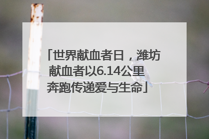 世界献血者日，潍坊献血者以6.14公里奔跑传递爱与生命