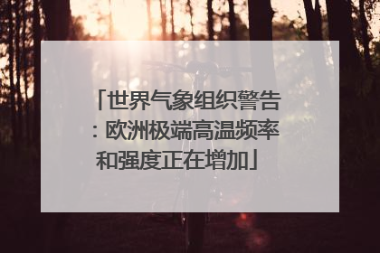 世界气象组织警告：欧洲极端高温频率和强度正在增加