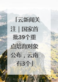云新闻关注｜国家首批39个重点培育对象公布，云南有3个