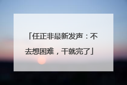 任正非最新发声：不去想困难，干就完了
