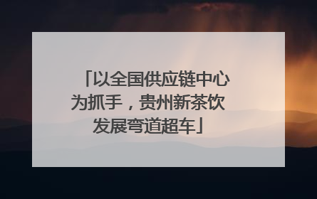 以全国供应链中心为抓手，贵州新茶饮发展弯道超车