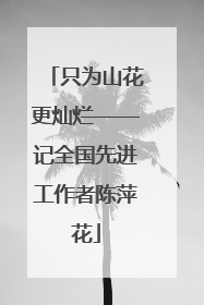 只为山花更灿烂——记全国先进工作者陈萍花