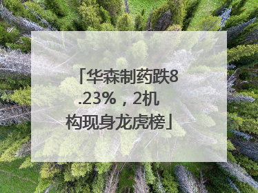 华森制药跌8.23%，2机构现身龙虎榜