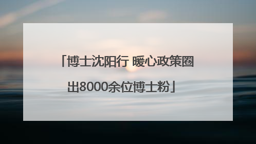 博士沈阳行 暖心政策圈出8000余位博士粉