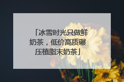 冰雪时光只做鲜奶茶，低价高质碾压植脂末奶茶