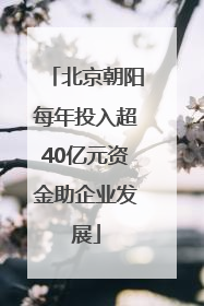 北京朝阳每年投入超40亿元资金助企业发展