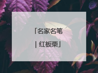 名家名笔｜红板栗