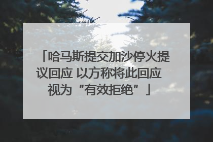 哈马斯提交加沙停火提议回应 以方称将此回应视为“有效拒绝”