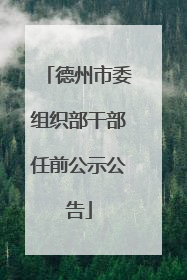 德州市委组织部干部任前公示公告