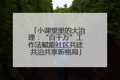 小课堂里的大治理：“百千万”工作法赋能社区共建共治共享新格局