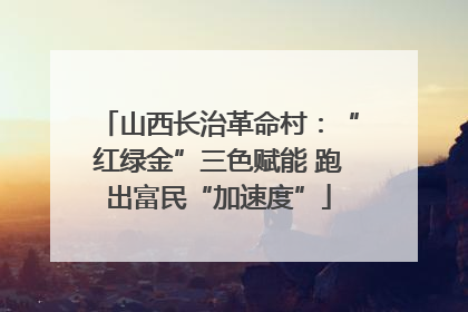 山西长治革命村：“红绿金”三色赋能 跑出富民“加速度”