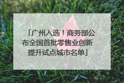 广州入选！商务部公布全国首批零售业创新提升试点城市名单