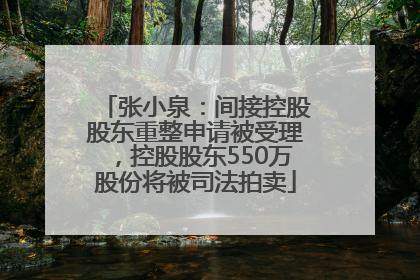 张小泉：间接控股股东重整申请被受理，控股股东550万股份将被司法拍卖