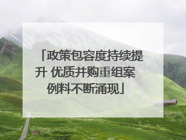 政策包容度持续提升 优质并购重组案例料不断涌现