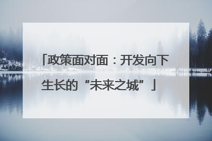 政策面对面：开发向下生长的“未来之城”