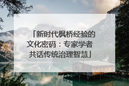 新时代枫桥经验的文化密码：专家学者共话传统治理智慧