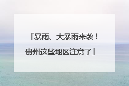 暴雨、大暴雨来袭！贵州这些地区注意了