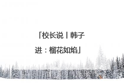 校长说丨韩子进：榴花如焰
