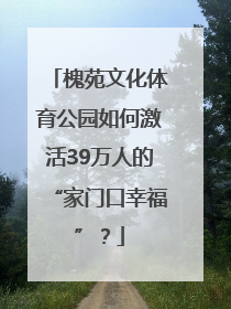 槐苑文化体育公园如何激活39万人的“家门口幸福”？
