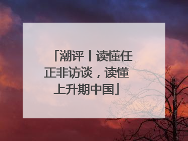 潮评丨读懂任正非访谈，读懂上升期中国
