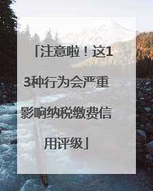 注意啦！这13种行为会严重影响纳税缴费信用评级