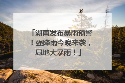 湖南发布暴雨预警！强降雨今晚来袭，局地大暴雨！
