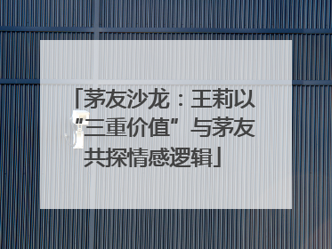 茅友沙龙：王莉以“三重价值”与茅友共探情感逻辑