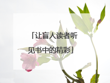 让盲人读者听见书中的精彩