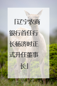 辽宁农商银行首任行长杨济时正式升任董事长
