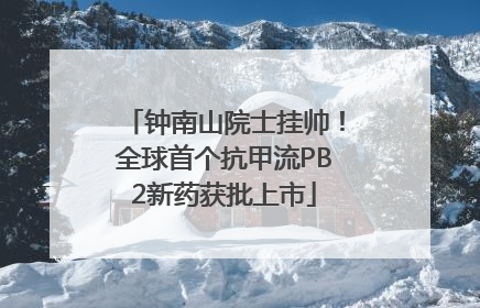 钟南山院士挂帅！全球首个抗甲流PB2新药获批上市