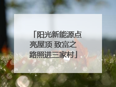 阳光新能源点亮屋顶 致富之路照进三家村