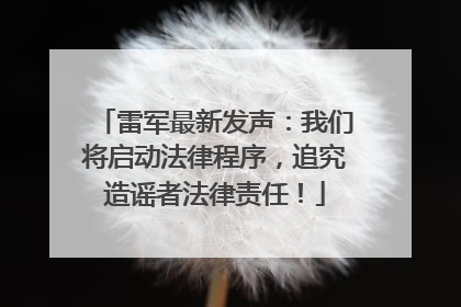 雷军最新发声：我们将启动法律程序，追究造谣者法律责任！