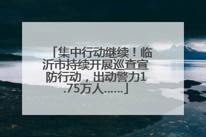 集中行动继续！临沂市持续开展巡查宣防行动，出动警力1.75万人……
