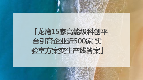 龙湾15家高能级科创平台引育企业近500家 实验室方案变生产线答案