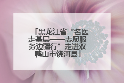 黑龙江省“名医走基层——志愿服务边疆行”走进双鸭山市饶河县