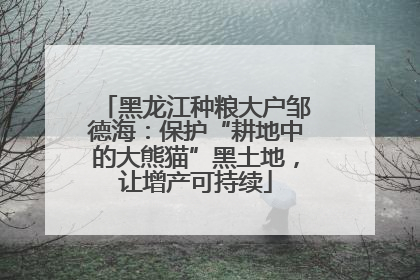 黑龙江种粮大户邹德海：保护“耕地中的大熊猫”黑土地，让增产可持续